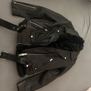 All Saints Luna 4-in-1 shearling leather biker jacket